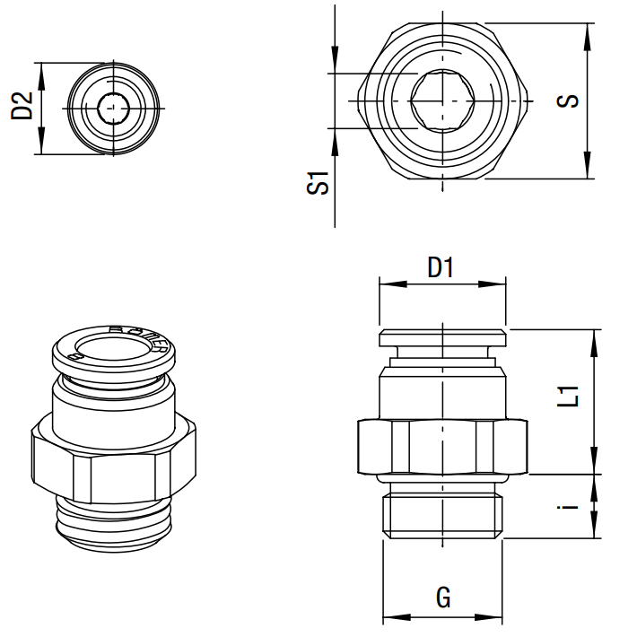 Straight Adaptor 951M-16-3/8 AVS Romer / Roemer 340029